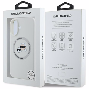 Karl Lagerfeld suojakuori iPhone 16:lle MagSafe-tuella KLHMP16SSKCHTCE (Silicone KC Heads) - beige