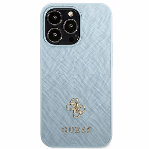 Guess Saffiano 4G Small Metal Logo case for iPhone 13 Pro Max - blue