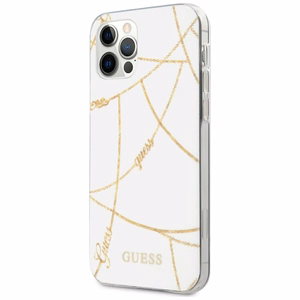Guess Gold Chain Collection iPhone 12 Pro Max 6.7" Suojakuori - valkoinen