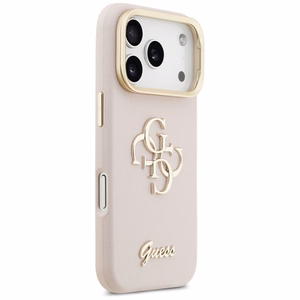 GUESS Grained Big 4G & Stand Camera -suojakuori iPhone 17 Pro - pinkki