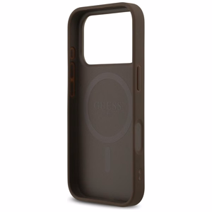 Guess Leather 4G Triangle Strass MagSafe Suojakuori iPhone 17 Prolle - ruskea