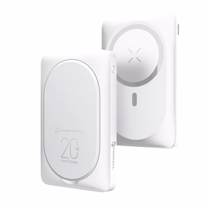 Ulkoinen akku yhteensopiva MagSafe:lle Forcell F-Energy MagStand F10K2 QC3.0 PD 5A 20W 10000 mAh valkoinen