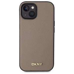 DKNY Grained Metal Logo MagSafe Suojakuori iPhone 15:lle - beige