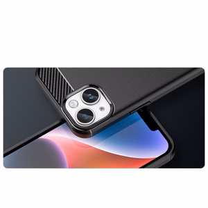 Carbon Case iPhone 14 kotelo joustava geeli takakuori sininen