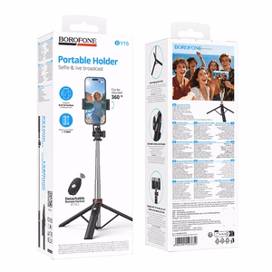 Borofone Selfie Stick BY15 Throne bluetooth with tripod and remote control black