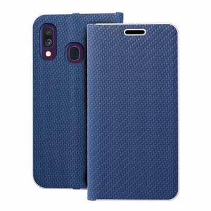 Flip-suojakuori Samsung A40:lle Luna Book Carbon sininen