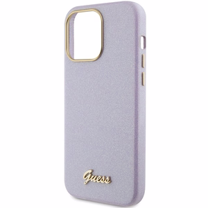 Guess Glitter Glossy Script suojakuori iPhone 15 Pro:lle - liila
