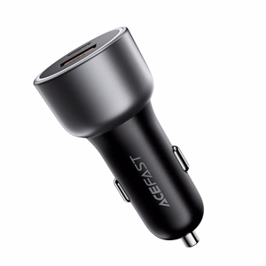 Acefast B21 75 W USB-C + USB-A -autolaturi, musta