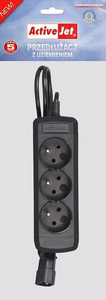 Activejet COMBO IEC 3G – 3-pistorasiainen jatkojohto, 1.5 m johto, IEC-tulo (5901443018506)