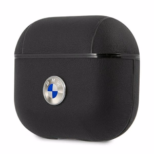 BMW Aitoa nahkaa Silver Logo Case for AirPods 3 - musta