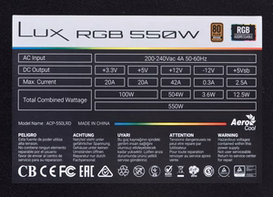Aerocool Lux RGB 550M 550 W musta virtalähde