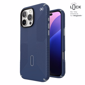 Speck Presidio2 Grip -suojakuori MagSafe- ja ClickLock-tuella iPhone 16 Pro Max:lle, Coastal Blue/Dust Grey