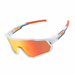 Rockbros SP383 Shining Warrior pyöräilylasit - matta valkoinen kehys, polarisoidut punaiset linssit