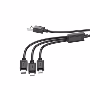 Hoco 3-in-1 -kaapeli USB-A – Lightning / Micro USB / USB-C 2A X74 1m musta
