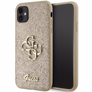 Guess GUHCN61HG4SGD Suojakuori iPhone 11 / Xr:lle - kultainen Glitter Script Big 4G