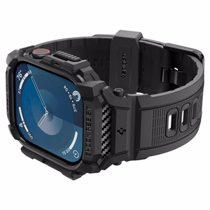 Spigen Rugged Armor Suojakuori Apple Watch 10 46mm -kellolle - musta