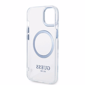 Guess Metal Outline MagSafe suojakuori iPhone 14 Plus:lle - sininen
