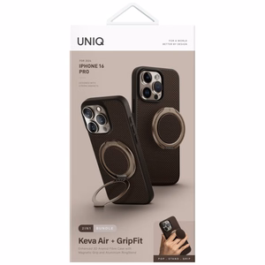 Uniq Keva Air Magclick Lataus GripFit Suojakuori iPhone 16 Pro:lle - Ruskea