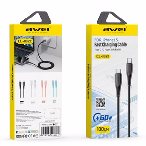 USB-kaapeli Awei CL-182C USB-C – USB-C 1,0 m musta