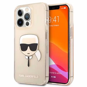 Karl Lagerfeld Glitter Karl's Head kotelo iPhone 13 Pro / iPhone 13 - kultainen
