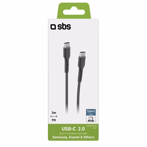 SBS TECABLETCC3M USB-C - USB-C 3m Kaapeli - musta