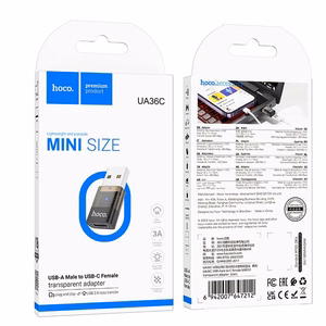 Hoco UA36C sovitin USB A - USB C läpinäkyvä musta