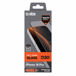 SBS D3O koko näytön peittävä suojalasi mallille iPhone 18 Pro, asennuskehyksellä