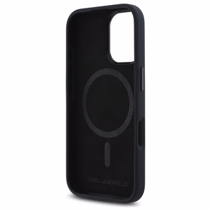 Karl Lagerfeld Silikoninen Shadow Metal Initial MagSafe Suojakuori iPhone 16:lle - musta