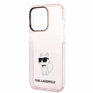 Karl Lagerfeld Ikonik Choupette suojakuori iPhone 14 Pro Max:lle - vaaleanpunainen