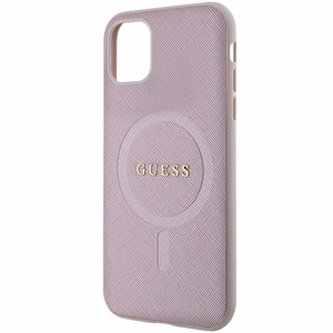Guess GUHMN61PSAHMCP Suojakuori iPhone 11 / Xr:lle - vaaleanpunainen Saffiano MagSafe