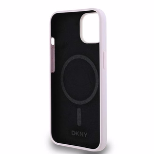 DKNY Liquid Silicone Small Metal Logo MagSafe Case for iPhone 14/15/13 - Pink