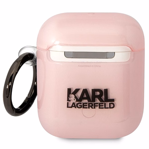 Karl Lagerfeld KLA2HNCHTCP vaaleanpunainen suojus AirPods 1/2:lle Ikonik Choupette