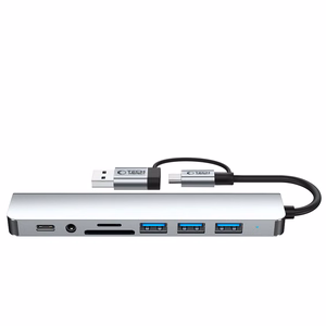 Tech-Protect HB06 HUB Adapter 8in1 TYPE-C + USB2.0 + USB3.0 + SD/TF + AV3.5 - gray