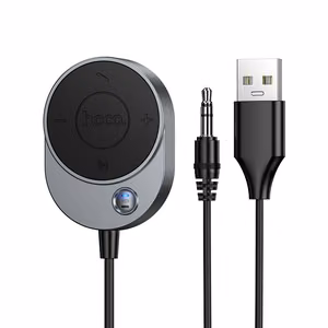 Langaton auton vastaanotin Hoco AUX Bluetooth kaapelilla Jack 3,5 mm E150 metalli harmaa