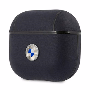 BMW Aitoa nahkaa Silver Logo Case for AirPods 3 - laivastonsinistä