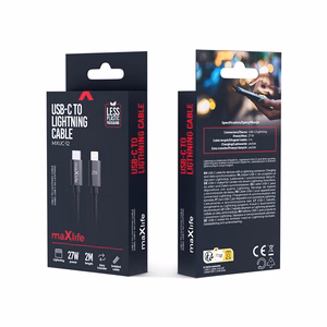 Maxlife MXUC-12 kaapeli USB-C - Lightning 2,0 m 27W musta