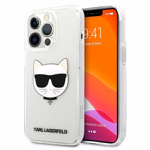 Karl Lagerfeld Choupette Head kotelo iPhone 13 Pro Max - läpinäkyvä