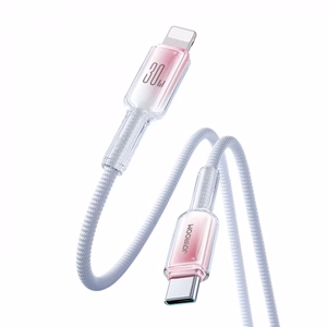 Joyroom S-A42 Crystal-Clear Series 30W USB-C - Lightning -kaapeli 1,2 m - valkoinen