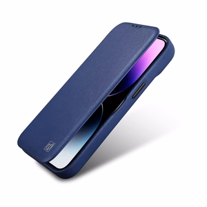 iCarer CE Premium Nahka Folio Case iPhone 14 Plus Magneettinen Flip Nahka Folio Case MagSafe Blue (WMI14220715-BU)