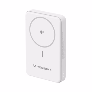 Powerbank Wozinsky WLWP-10KA0Y3WS 22.5W PD Qi2 10000 mAh, jalustalla, 1x USB-A, 1x USB-C - valkoinen