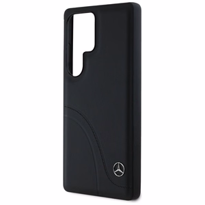 Mercedes Nahkainen Curved Stitches Suojakuori Samsung Galaxy S25 Ultralle - musta