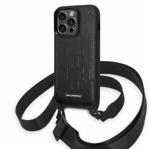 Karl Lagerfeld KLHCP14LSTMMK iPhone 14 Pro 6.1" kovakuori musta/musta Monogram Plaque Logo hihna