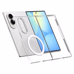 Spigen AirSkin MagFit MagSafe -suojakuori Samsung Galaxy Z Fold 8:lle, läpinäkyvä ja valkoinen