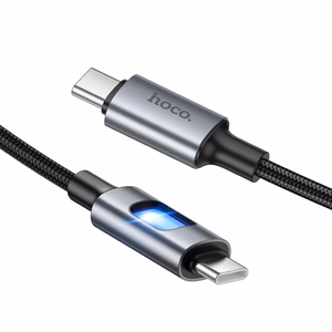 LED-kaapeli USB-C – USB-C Hoco 3A 60W 1,2 m U144, musta