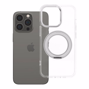 Frame Circle Stand-suojakuori mallille iPhone 13 Pro, MagSafe-yhteensopiva – läpinäkyvä