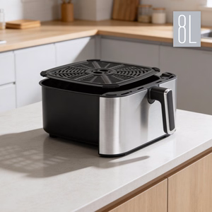 TEESA DIGITAL AIR FRYER XXL -kiertoilmakypsennin, 8 l, 1700 W, suuri kulho, ohjelmat, lämpimänäpito