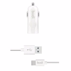 Budi BD062T autolaturi 1 USB-A-liitännällä, LED-merkkivalolla, USB-C-kaapelilla