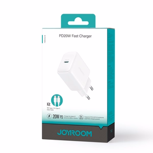Joyroom JR-TCF20 USB-C PD 20W network charger - white + USB-C / USB-C cable 1m