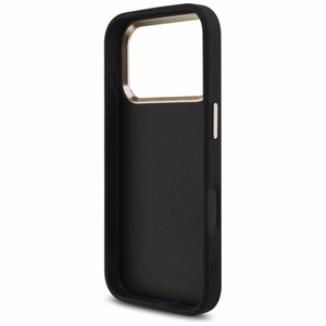 Guess PU Leather 4G Metal Logo Gold Frame -kuori Apple iPhone 18 Pro -puhelimelle, musta