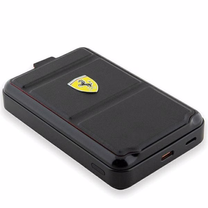 Powerbank Ferrari Metal Logo MagSafe induktio 15W 10000 mAh jalustatoiminnolla - musta